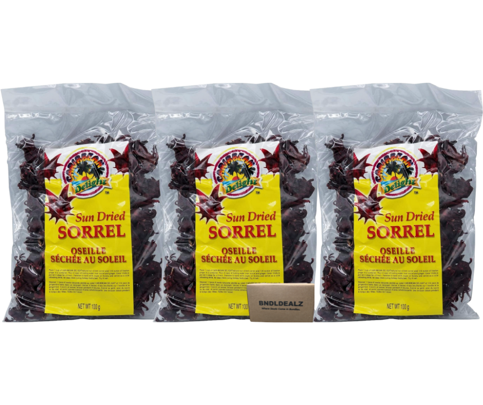 Caribbean Delight Sun-Dried Sorrel tea drink 3 pack grocery bundle, retail-sealed bags