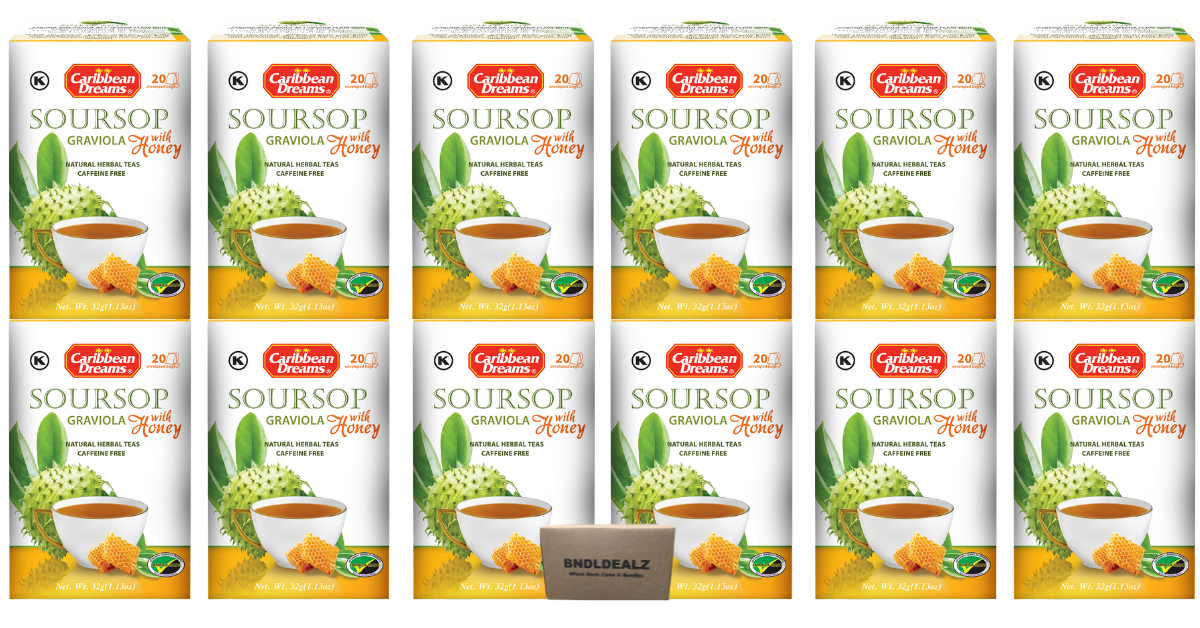 Caribbean Dreams Soursop Graviola Tea with Honey 12 pack multipack