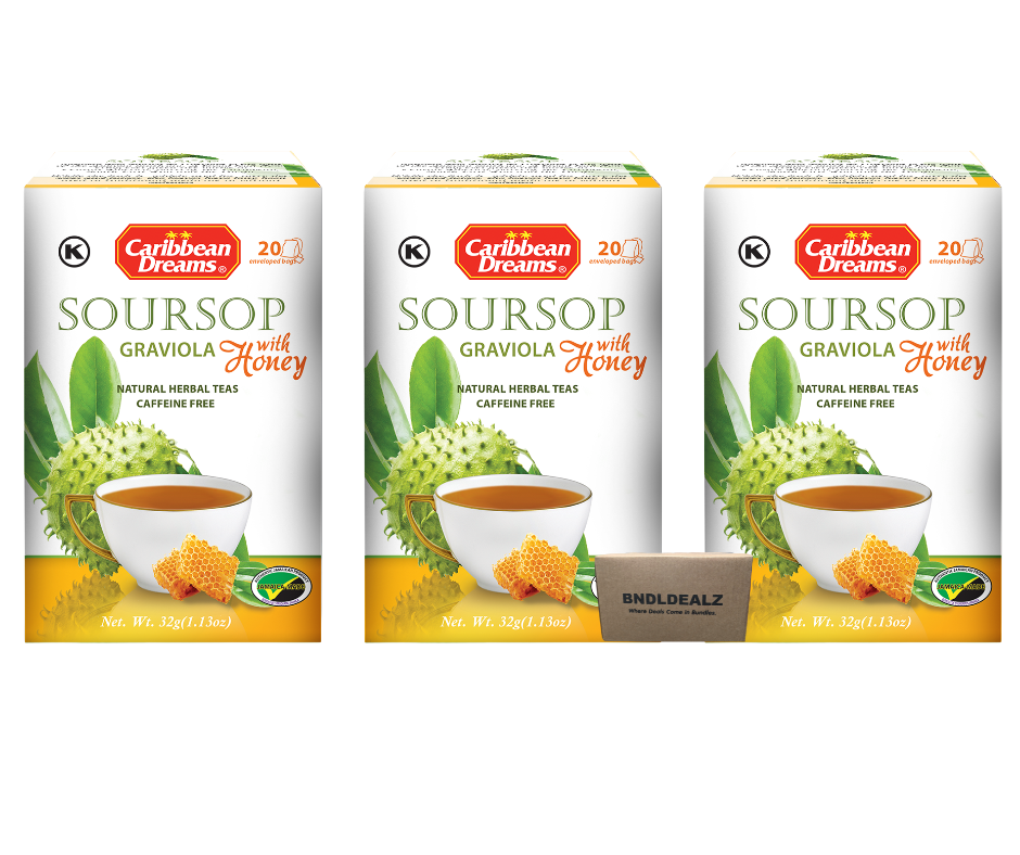 Caribbean Dreams Soursop Graviola Tea with Honey 3 pack herbal tea bundle