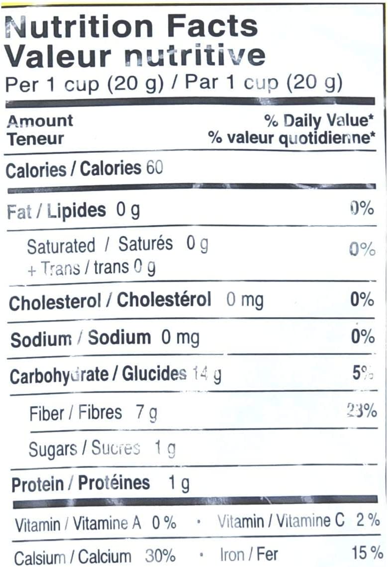 Caribbean Delight sun dried sorrel hibiscus nutrition facts label showing calories fiber and minerals