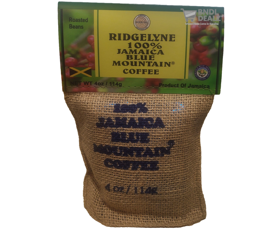 Ridgelyne 100% Jamaica Blue Mountain Coffee 4 oz roasted beans in burlap bag by BNDLDEALZ

