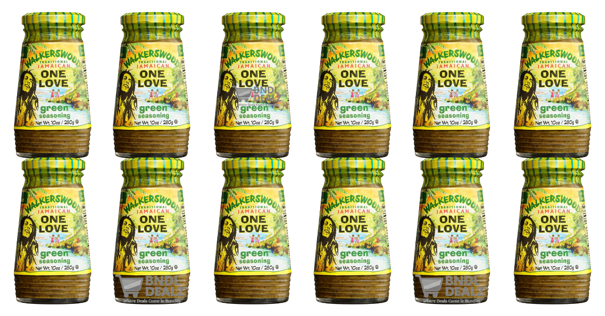 Walkerswood One Love Green Seasoning 10oz bottles – 12 pack bundle of authentic Jamaican green seasoning, bulk value for Canada and USA